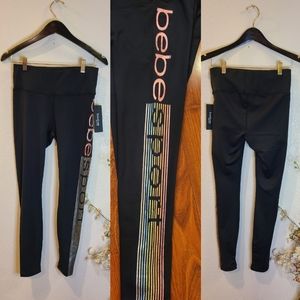 Bebe Black Tights with Side Logo Size Medium